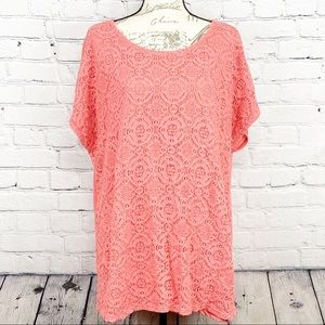 Faded Glory Pink Lace Front Plus Size Blouse
